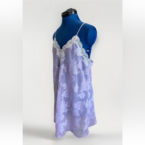 Vintage 90s Expressions Sheer Floral Lavender Light Purple Slip Cottage Core L - Picture 3 of 8
